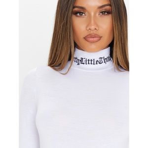 PrettyLittleThing White Gothic High Neck Bodysuit